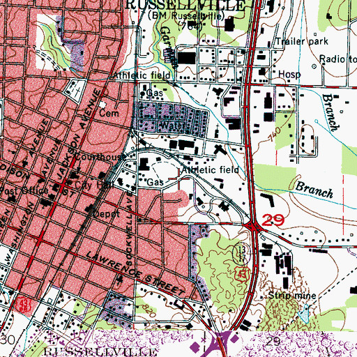 Topographic Map of Eastside Park, AL