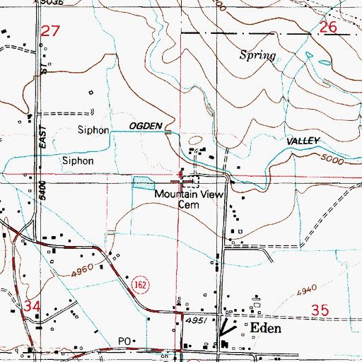 Topographic Map of Mountain View Cemetery, UT