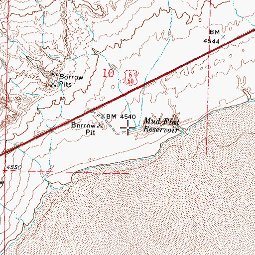 Topographic Map of Mud Flat Reservoir, UT