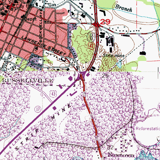Topographic Map of Franklin Shopping Center, AL