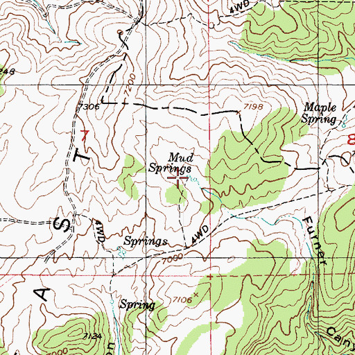 Topographic Map of Mud Springs, UT