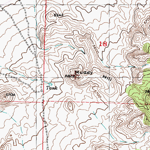Topographic Map of Muddy Hill, UT