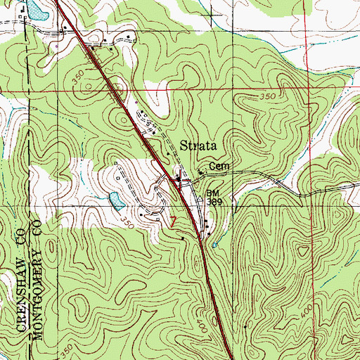 Topographic Map of Strata Church of Christ, AL