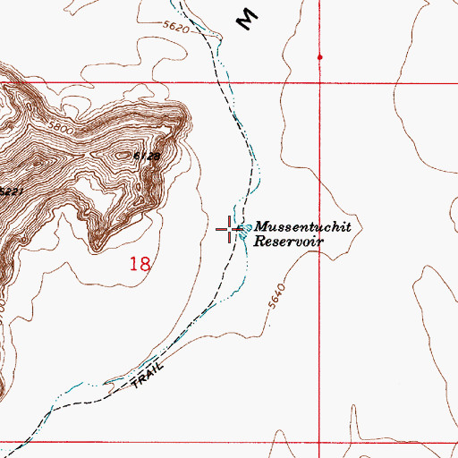 Topographic Map of Mussentuchit Reservoir, UT