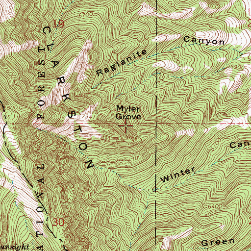 Topographic Map of Myler Grove, UT