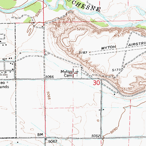 Topographic Map of Myton Cemetery, UT
