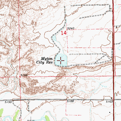 Topographic Map of Myton City Reservoir, UT