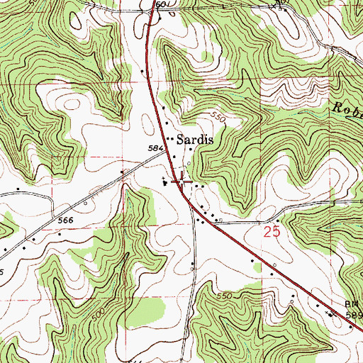 Topographic Map of Sardis Cemetery, AL