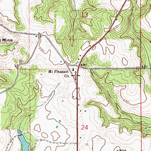 Topographic Map of Mount Pleasant Cemetery, AL