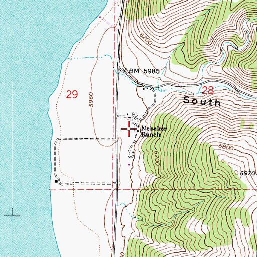 Topographic Map of Nebeker Ranch, UT