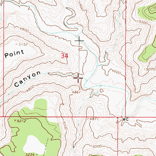 Topographic Map of Needle Eye Canyon, UT