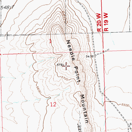 Topographic Map of Needle Point Mountain, UT