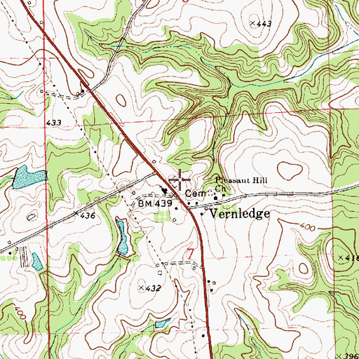 Topographic Map of Vernledge Cemetery, AL