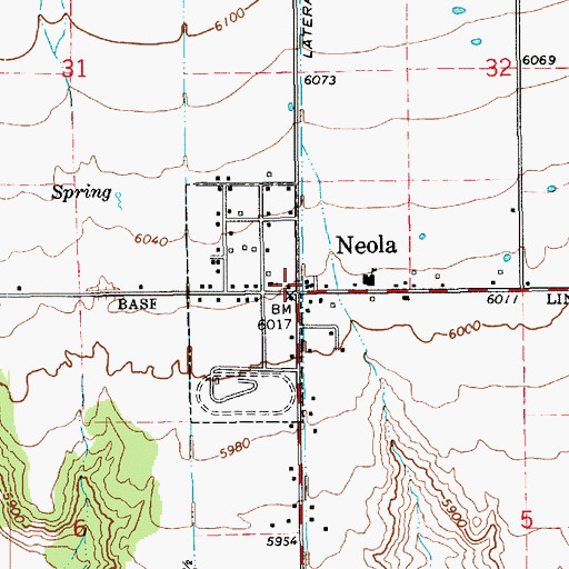 Topographic Map of Neola, UT