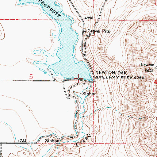Topographic Map of Newton Dam, UT