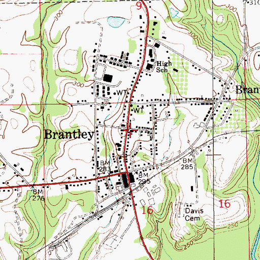 Topographic Map of Brantley United Methodist Church, AL