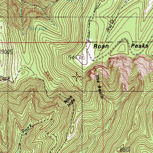 Topographic Map of Nine Hole, UT