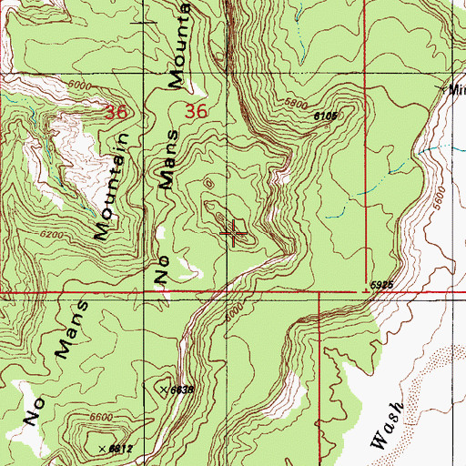 Topographic Map of No Mans Mountain, UT