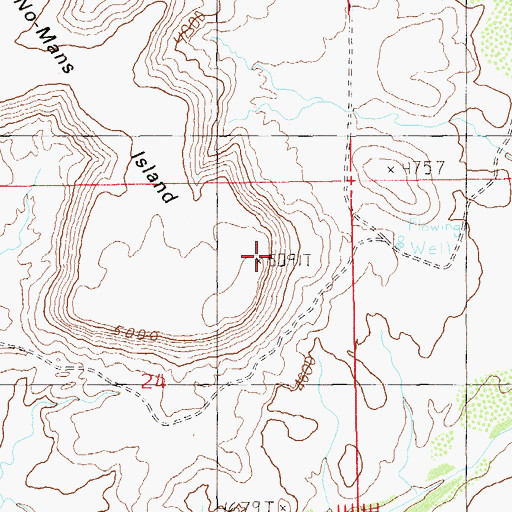 Topographic Map of No-Mans Island, UT