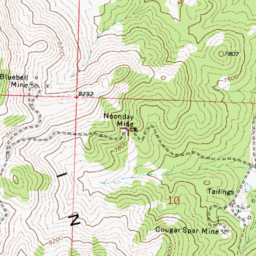 Topographic Map of Noonday Mine, UT
