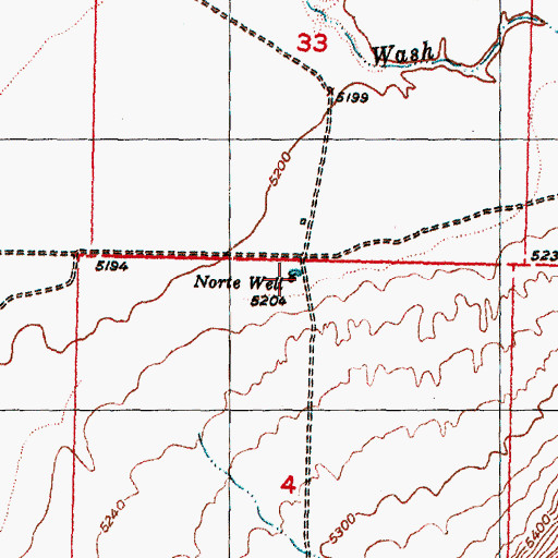 Topographic Map of Norte Well, UT