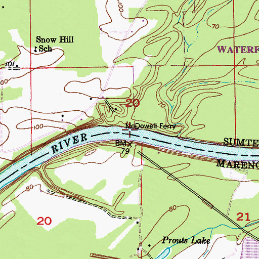 Topographic Map of McDowells Landing, AL