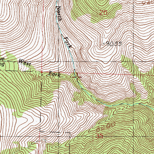 Topographic Map of North Fork Birch Creek, UT