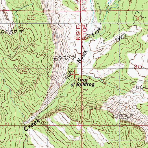 Topographic Map of North Fork Bullfrog Creek, UT