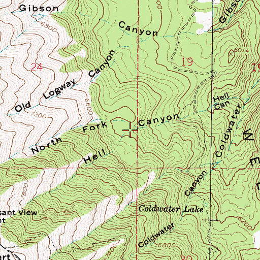Topographic Map of North Fork Hell Canyon, UT