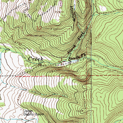 Topographic Map of North Fork North Creek, UT