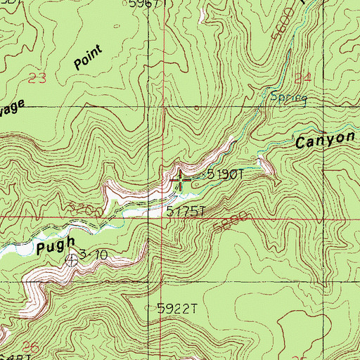 Topographic Map of North Fork Pugh Canyon, UT
