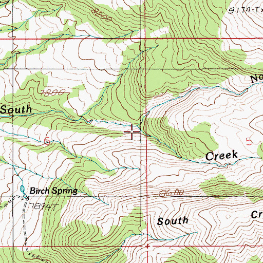 Topographic Map of North Fork South Creek, UT