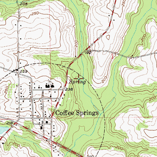 Topographic Map of Coffee Springs, AL