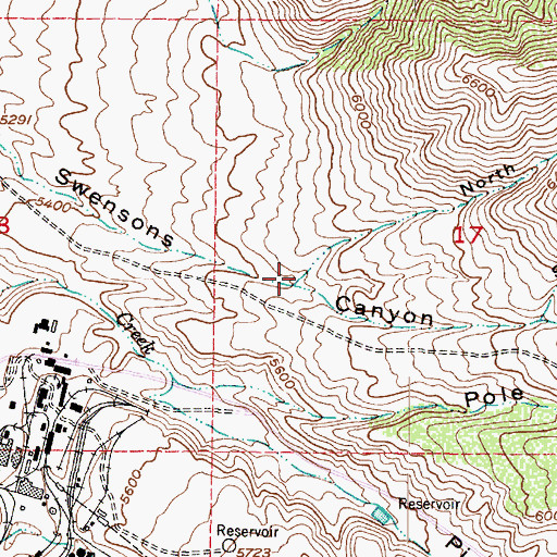 Topographic Map of North Fork Swensons Canyon, UT