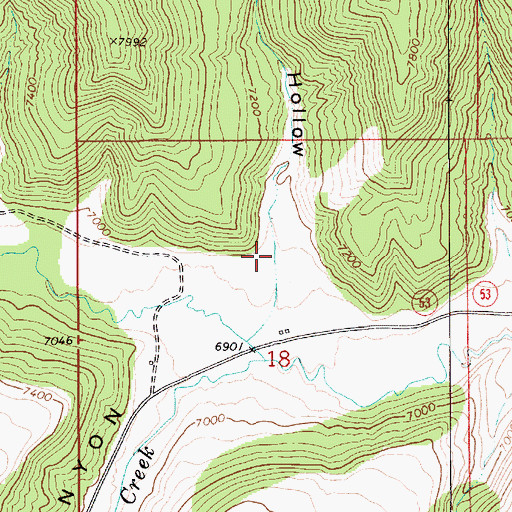 Topographic Map of North Hollow, UT