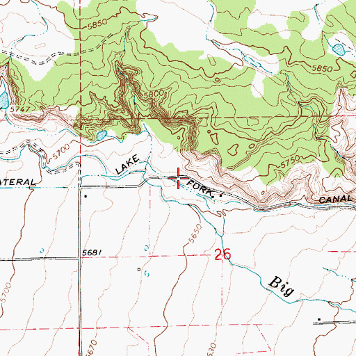 Topographic Map of North Lateral Lake Fork Canal, UT