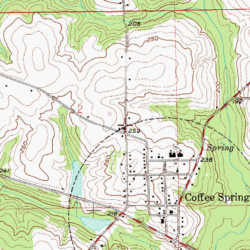 Topographic Map of Coffee Springs Church of Christ, AL