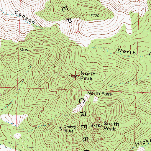 Topographic Map of North Peak, UT