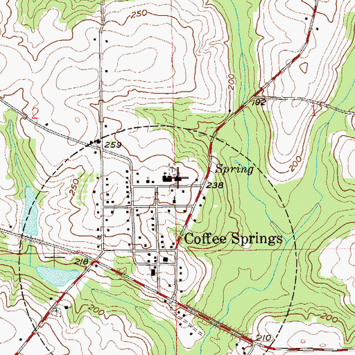 Topographic Map of Coffee Springs Elementary School, AL