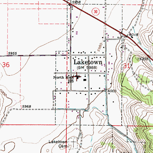Topographic Map of North Rich Elementary School, UT