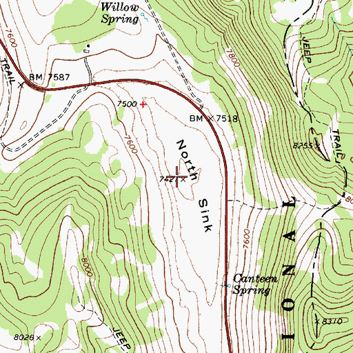 Topographic Map of North Sink, UT