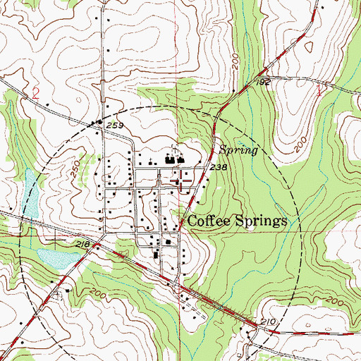Topographic Map of Coffee Springs Methodist Church, AL