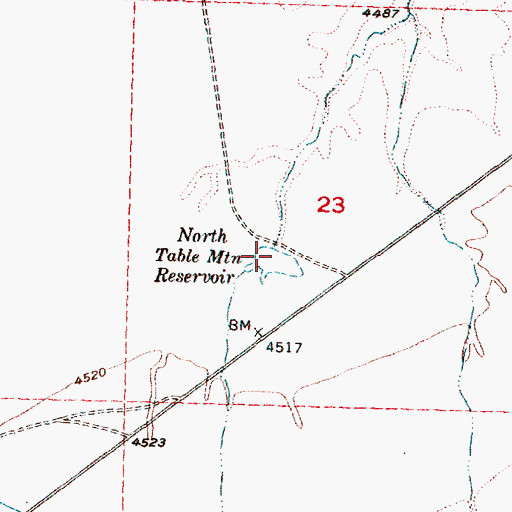 Topographic Map of North Table Mountain Reservoir, UT