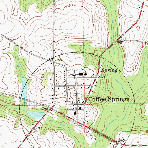 Topographic Map of First Baptist Church of Coffee Springs, AL