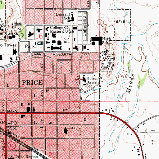 Topographic Map of Pinnacle Canyon Academy, UT