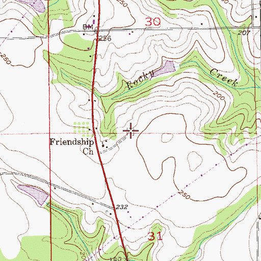 Topographic Map of Friendship Cemetery, AL