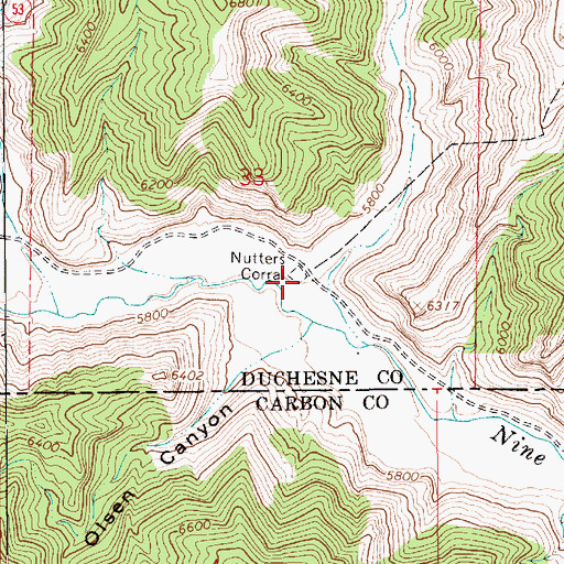 Topographic Map of Nutters Corral, UT