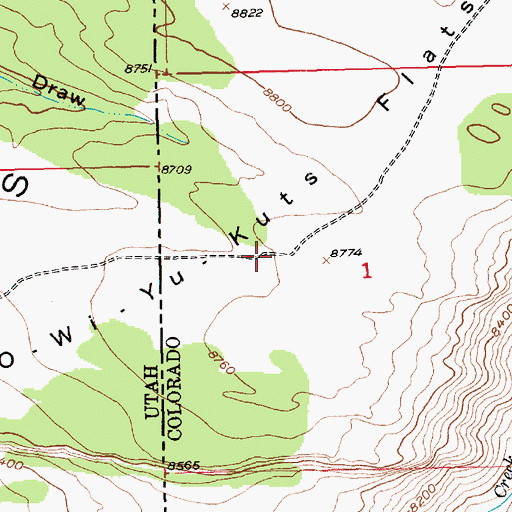 Topographic Map of O-Wi-Yu-Kuts Flats, UT