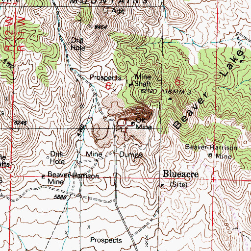 Topographic Map of OK Mine, UT