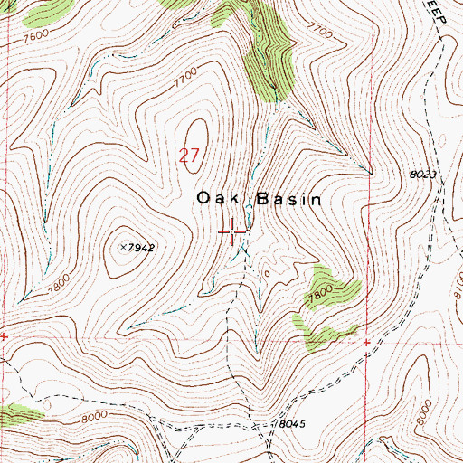 Topographic Map of Oak Basin, UT